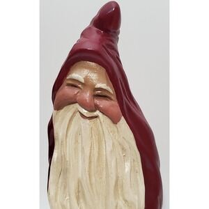 Folk Art‎ Hand Carved Wooden Lewis Brown Santa Claus Signed Long Beard Blushing
